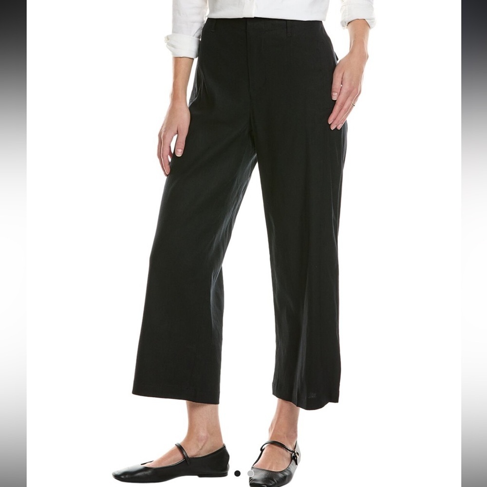 Rag & Bone Dylan Pant Cropped Linen Blend Black Women’s size 16 Wide Leg